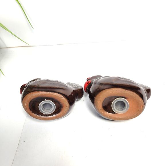 Vintage Chicken Rooster Salt And Pepper Shaker Redware - Picture 4 of 5